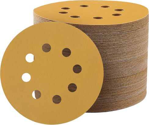 Shaywa 50 PCS 80 Grit 5 Inch 8 Hole Hook and Loop Gold Sanding Discs Orbital Sander Pads Sandpaper for Orbital Sander Sand Paper for Automotive and Woodworking in Saudi Arabia