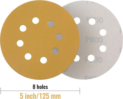 Shaywa 50 PCS 80 Grit 5 Inch 8 Hole Hook and Loop Gold Sanding Discs Orbital Sander Pads Sandpaper for Orbital Sander Sand Paper for Automotive and Woodworking in Saudi Arabia