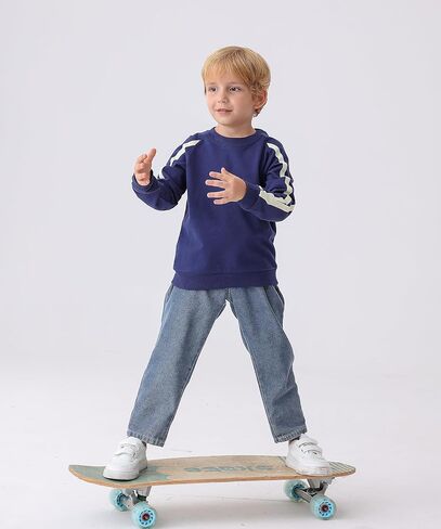 GFQLONG 3 Pack Toddler Boy Girl Cotton Crewneck Sweatshirt Kids Lightweight Long Sleeves with Stripe Fall Fashion Tops in Saudi Arabia