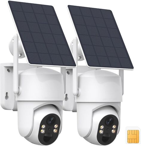 4G Cellular Wireless Surveillance Camera, Solar Battery Powered Outdoor Cameras for Home Security, 360 View, 2-Way Talk, 2K HD Color Night Vision, PIR Human Sensor, Cloud/ SD, Phone App Alerts, 2 pack in Saudi Arabia