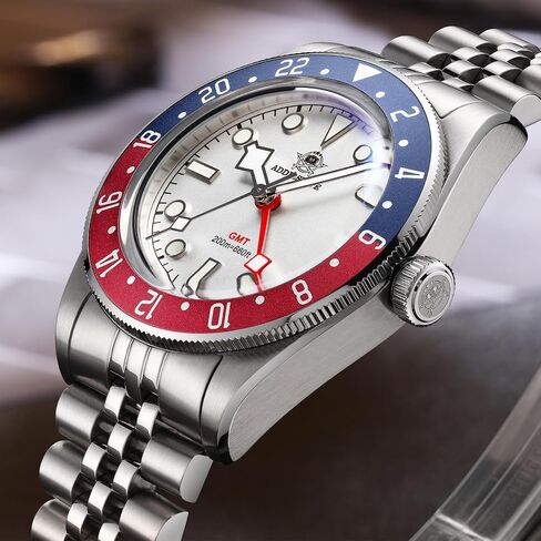 ساعات ADDIESDIVE GMT للرجال كوارتز غواص ساعة سويسرية روندا 515-24H حركة مقاومة للماء 200M BGW9 أزرق مضيء من الفولاذ المقاوم للصدأ in Kuwait