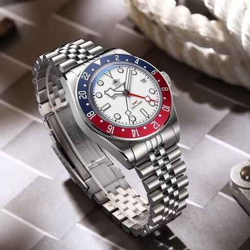 ساعات ADDIESDIVE GMT للرجال كوارتز غواص ساعة سويسرية روندا 515-24H حركة مقاومة للماء 200M BGW9 أزرق مضيء من الفولاذ المقاوم للصدأ in Kuwait