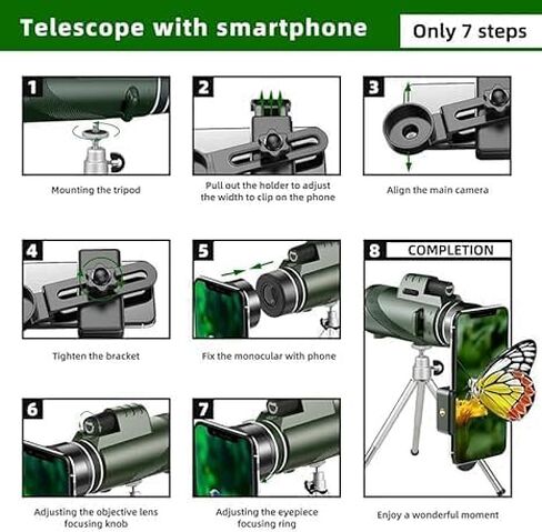80x100 HD Zoom Powerful Monocular Telescope Portable Binoculars Long Range Telescope Hunting Camping with Tripod Phone Clip (Green DDLS-80x100) in Saudi Arabia