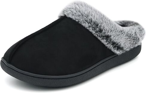 Jerzmy Fuzzy Slippers for Women, Memory Foam Cushion Womens House Slippers Suede Fluffy Faux Fur Lining Comfy Home Shoes for Indoor Outdoor Bedroom Garden Winter in Saudi Arabia