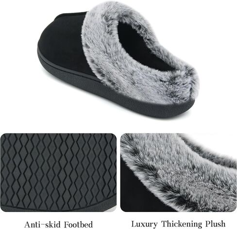 Jerzmy Fuzzy Slippers for Women, Memory Foam Cushion Womens House Slippers Suede Fluffy Faux Fur Lining Comfy Home Shoes for Indoor Outdoor Bedroom Garden Winter in Saudi Arabia