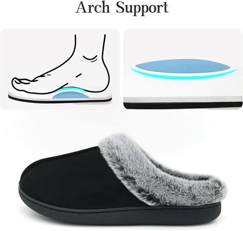 Jerzmy Fuzzy Slippers for Women, Memory Foam Cushion Womens House Slippers Suede Fluffy Faux Fur Lining Comfy Home Shoes for Indoor Outdoor Bedroom Garden Winter in Saudi Arabia