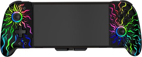وحدة تحكم عصا التحكم Hall Effect لجهاز Nintendo Switch/OLED، لوحة تحكم لاسلكية محمولة من قطعة واحدة - ماكرو، ضوء RGB قابل للتعديل، قبضة مريحة، توربو، نمط اللهب in Saudi Arabia