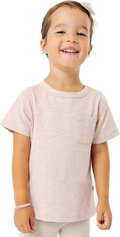 Copper Pearl Cotton Pocket Tee: Ultra-Soft Toddler T-Shirt with Snap Neckline & Pocket, Perfect Gender-Neutral Baby Clothes in Saudi Arabia