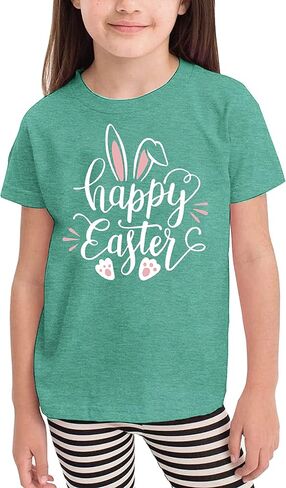Happy Easter T Shirt Toddler Baby Girls Boys Bunny Rabbit Graphic T-Shirt Easter Egg Letter Print Tees Tops in Saudi Arabia