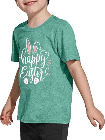 Happy Easter T Shirt Toddler Baby Girls Boys Bunny Rabbit Graphic T-Shirt Easter Egg Letter Print Tees Tops in Saudi Arabia