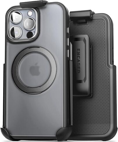 حافظة حزام مغطاة متوافقة مع iPhone 16 Plus مع مشبك حافظة (متوافقة مع MagSafe) وحامل مغناطيسي مدمج (أسود) in Saudi Arabia