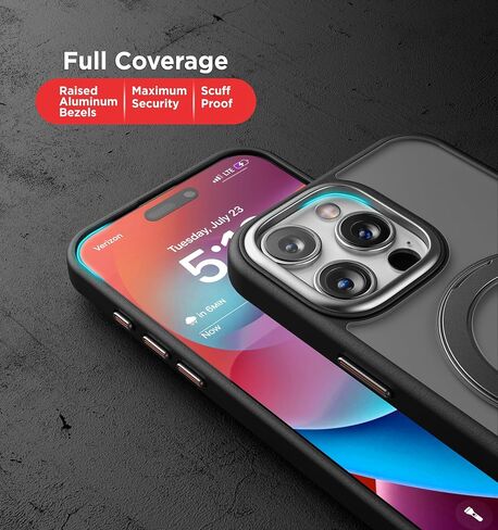حافظة حزام مغطاة متوافقة مع iPhone 16 Plus مع مشبك حافظة (متوافقة مع MagSafe) وحامل مغناطيسي مدمج (أسود) in Saudi Arabia