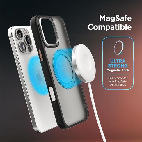 حافظة حزام مغطاة متوافقة مع iPhone 16 Plus مع مشبك حافظة (متوافقة مع MagSafe) وحامل مغناطيسي مدمج (أسود) in Saudi Arabia