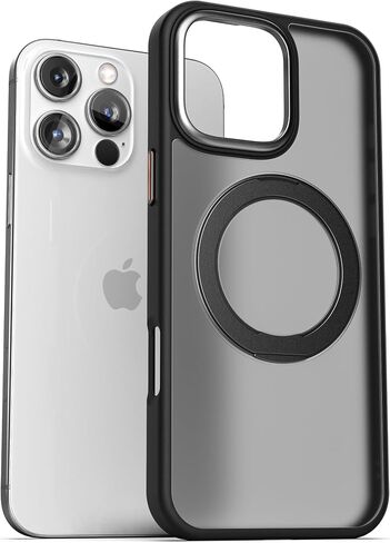 حافظة حزام مغطاة متوافقة مع iPhone 16 Plus مع مشبك حافظة (متوافقة مع MagSafe) وحامل مغناطيسي مدمج (أسود) in Saudi Arabia