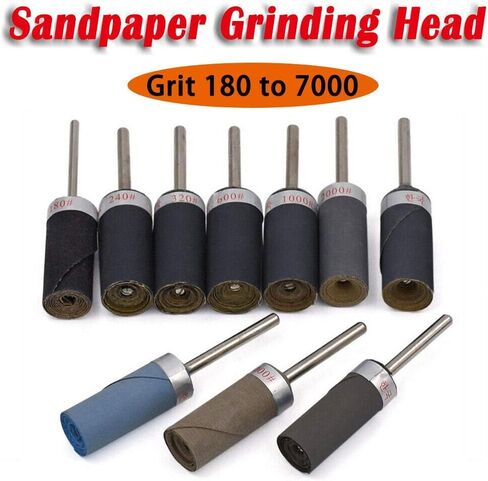 10 Pcs Sanding Drums Sleeves Sandpaper Bar Sander Accessories Rotary Kit Polishing Burr Stick Roller Sanding Tool 1200 Grits in Saudi Arabia