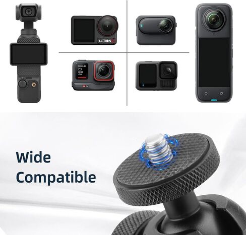 حامل كاميرا مغناطيسي لكاميرا DJI Osmo Pocket 3 Action 5 Pro Insta 360 Action، مع رأس كروي يدور 360 درجة، حامل مغناطيسي قوي للغاية لكاميرا GoPro 13/12/11/10/9 in Saudi Arabia