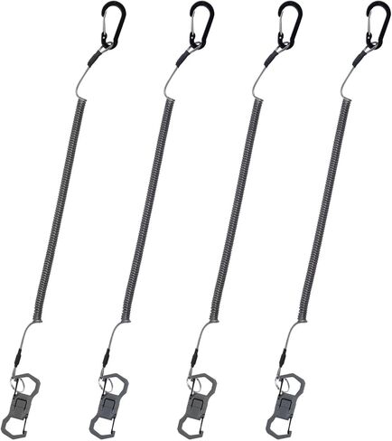 4 Pcs Fishing Lanyard Heavy Duty Retractable Coiled Tether, Fishing Net Magnetic Release Clip Holder Retractor with Carabiner and Split Ring for Pliers, Tools in Saudi Arabia