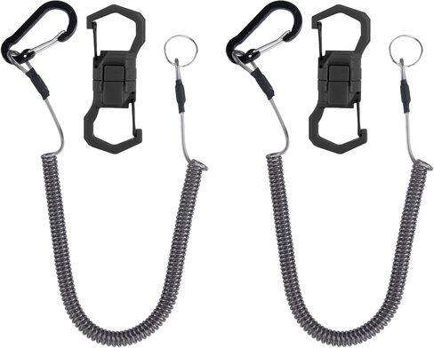 4 Pcs Fishing Lanyard Heavy Duty Retractable Coiled Tether, Fishing Net Magnetic Release Clip Holder Retractor with Carabiner and Split Ring for Pliers, Tools in Saudi Arabia
