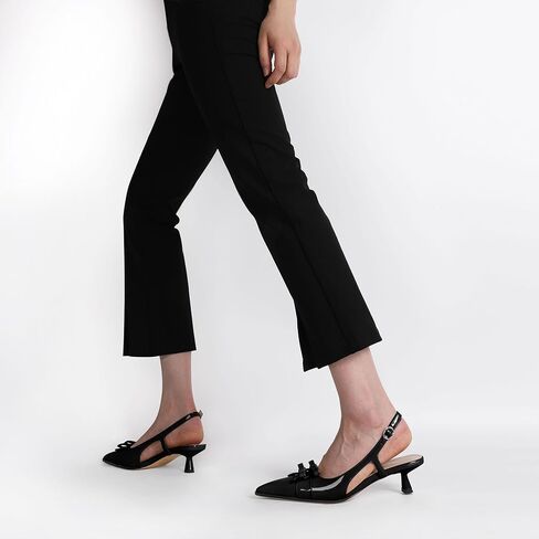 Soireelady Womens Slingback Kitten Heels Low Heel Pumps Pointed Toe Bow Heels Comfort Fashion Dress Shoes Patent Leather 2 Inches in Kuwait