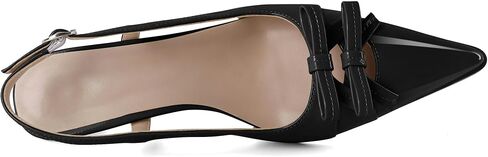 Soireelady Womens Slingback Kitten Heels Low Heel Pumps Pointed Toe Bow Heels Comfort Fashion Dress Shoes Patent Leather 2 Inches in Kuwait