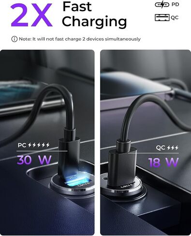 Car Charger USB C, 54W Super Fast Car Charger Adapter, LISEN All-Metal Cigarette Lighter Adapter, Dual Port PD 36W/12V USB C Car Charger Plug for iPhone 15 14 13 12 Pro Max, Samsung Galaxy, Pixel 7 in Saudi Arabia