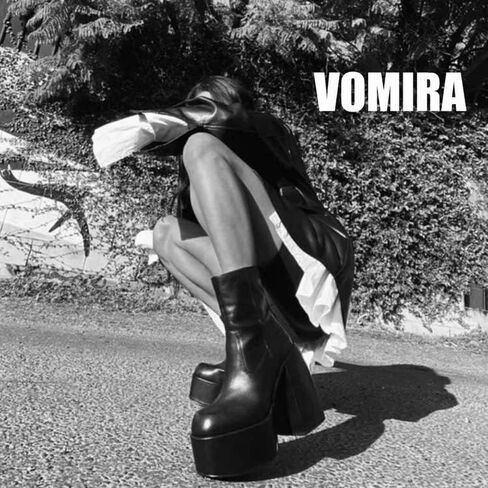 VOMIRA Ankle Boots for Women Chunky High Heel Sqaure Toe Side Zipper Pu Leather Stretch Boots Platform GoGo boots in Kuwait