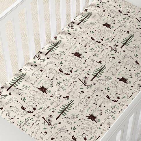 Horaldaily 2 Pack Fitted Crib Sheet for Boys Girls,Soft Breathable Washable Jersey Microfiber Baby Crib Sheet, Fits Standard Size Crib Mattress 28in x 52in, Cute Animals Nursery Sheet Beige/Brown in Saudi Arabia
