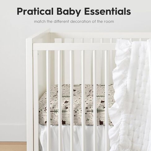 Horaldaily 2 Pack Fitted Crib Sheet for Boys Girls,Soft Breathable Washable Jersey Microfiber Baby Crib Sheet, Fits Standard Size Crib Mattress 28in x 52in, Cute Animals Nursery Sheet Beige/Brown in Saudi Arabia