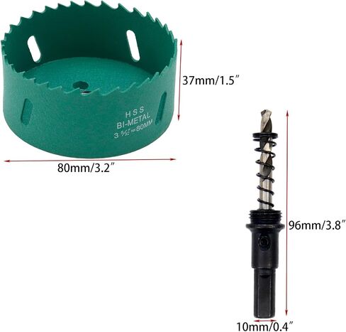 Woogim 80mm/3.14" Metal Hole Saws HSS Bi-Metal Hole Cutter for Hole Saws for Wood Boards PVC Drywall Green 1 PCS in Kuwait