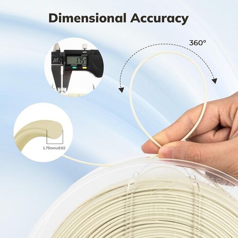 AMOLEN 3D Printer Filament PLA, 1.75mm PLA Filament Paper White PLA, 1KG/2.2lb, Dimensional Accuracy +/- 0.02 mm, Smooth & Non-Tangle, Fits for Most FDM 3D Printer, Supporting Up to 500mm/s in Saudi Arabia