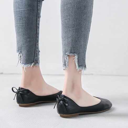 Womens Bowknot Ballet Flat Slip-On Comfort Square Toe Walking Ballerina Shoes in Saudi Arabia