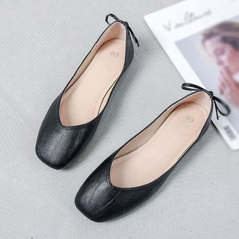 Womens Bowknot Ballet Flat Slip-On Comfort Square Toe Walking Ballerina Shoes in Saudi Arabia
