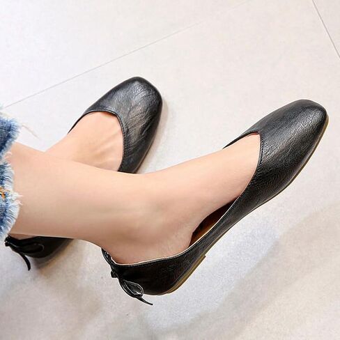 Womens Bowknot Ballet Flat Slip-On Comfort Square Toe Walking Ballerina Shoes in Saudi Arabia