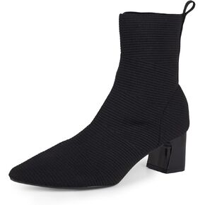 YEOJOU Ankle Boots for Women Low Heel Sock Booties Pointed Toe Women's Winter Boots Fall Shoes Black Size 6.5
