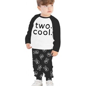 CM C&M WODRO Baby Boy 2nd Birthday Outfit Toddler Two Cool Print Long Sleeve Raglan Sweatshirt Pants Fall Winter Clothes Set