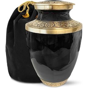 Cremation Urns for Human Ashes - Grecian Classic Black Large Decorative Urn for Adult Men & Women - Burial Urns for Adult Human Ashes