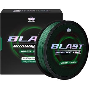 HANDING Blast Braided Fishing Line, Ultra-Thin Diameter, Durable with HyperOSi Coating, Water and Abrasion Resistant, No Stretch, Low-Vis Moss Green (Pre-Wet Before Knot Tightening)