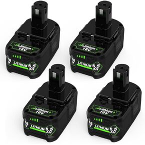 4 Pack 18V 6.5 Ah High Capacity Battery for Ryobi 18 Volt Battery Compatibility with Ryobi P102 P103 P104 P105 P107 P108 P109 P190 P122