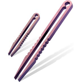 Titanium Alloy Tweezers 2pcs Portable Mini Tweezers Titanium EDC Tweezers Survival Tweezers Camping Outdoor Gadget Travel Mini Tool (Yellow)