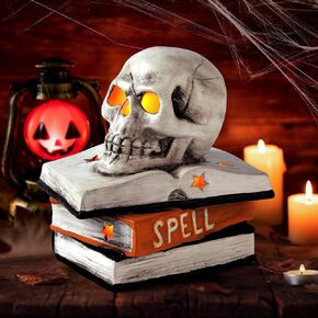 Halloween Skull Decor, Halloween Decorations Indoor Gothic Skeleton Ceramic Statue Collectible Figurines for Halloween Holiday Party Room Fall Home Ornaments