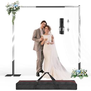 Pipe and Drape Backdrop Stand Kit, Backdrop Stand Heavy Duty 8.6ftx10ft, Adjustable Background Stand for Photography, Wedding, Party, Events Decoration-Black