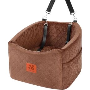 Dog Car Seat for Small Medium Dogs, Memory Foam Booster Car Seat for Dogs up to 35 lbs, Elevated Pet Car Seat, Travel Safety Car Seat with Washable Removable Cover and Storage Pockets