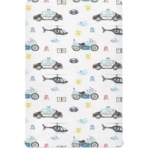 Police Cars Plane Crib Sheets Soft Breathable Fitted Baby Crib Sheets Mattress Cover for Girl Boys, 52" x 28" x 9"