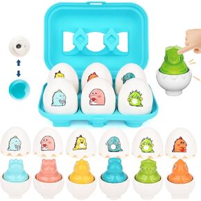 Matching Eggs - Color & Shape Recoginition Sorting Puzzle Toys for Toddlers 1-3, Easter Travel Game Early Learning Educational Fine Motor Skill Montessori Gift for Year Old Kids Baby Toddler Boy Girl