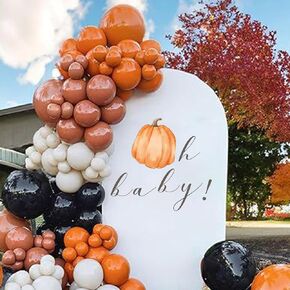 Oh Baby Pumpkin Themed Shower Party Wall Decal Sign – Autumn Thanksgiving Stickers Decoration for Balloon Arch,Fall Harvest Birthday Theme Gender Reveal Decal (oh Baby Pumpkin Decal)