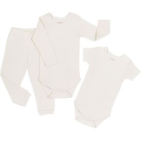 100% Cotton Plain Baby Boys and Girls Bodysuit (Short and Long Sleeve Romper) and Pants Set (3 Pieces) Newborn,Infant,Toddler