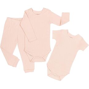 100% Cotton Plain Baby Boys and Girls Bodysuit (Short and Long Sleeve Romper) and Pants Set (3 Pieces) Newborn,Infant,Toddler