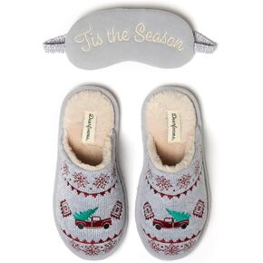 Dearfoams Women's Novelty Scuff with Eye Mask Slipper