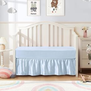 SiinvdaBZX 2-Piece Set Satin Crib Sheets & Crib Bed Skirt, 52" x 28" Silky Soft Ruffled Baby Crib Skirt with Adjustable Elastic 14" Drop, Fit for Standard Crib & Toddler Bedding (Lavender)