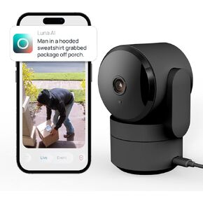 Camera for Home Security with Smart Gen AI Motion Detection, Pet Camera with Phone App, 1080p 360° PTZ Plug-in Indoor Camera with 2.4GHz Wi-Fi, Night Vision, 2-Way Audio (Black)